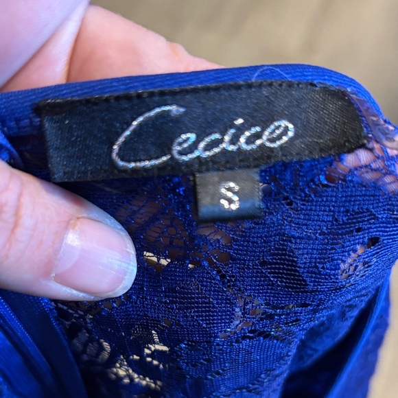 Cecico Elegant Blue Lace Long Sleeve Dress - Picture 2 of 2